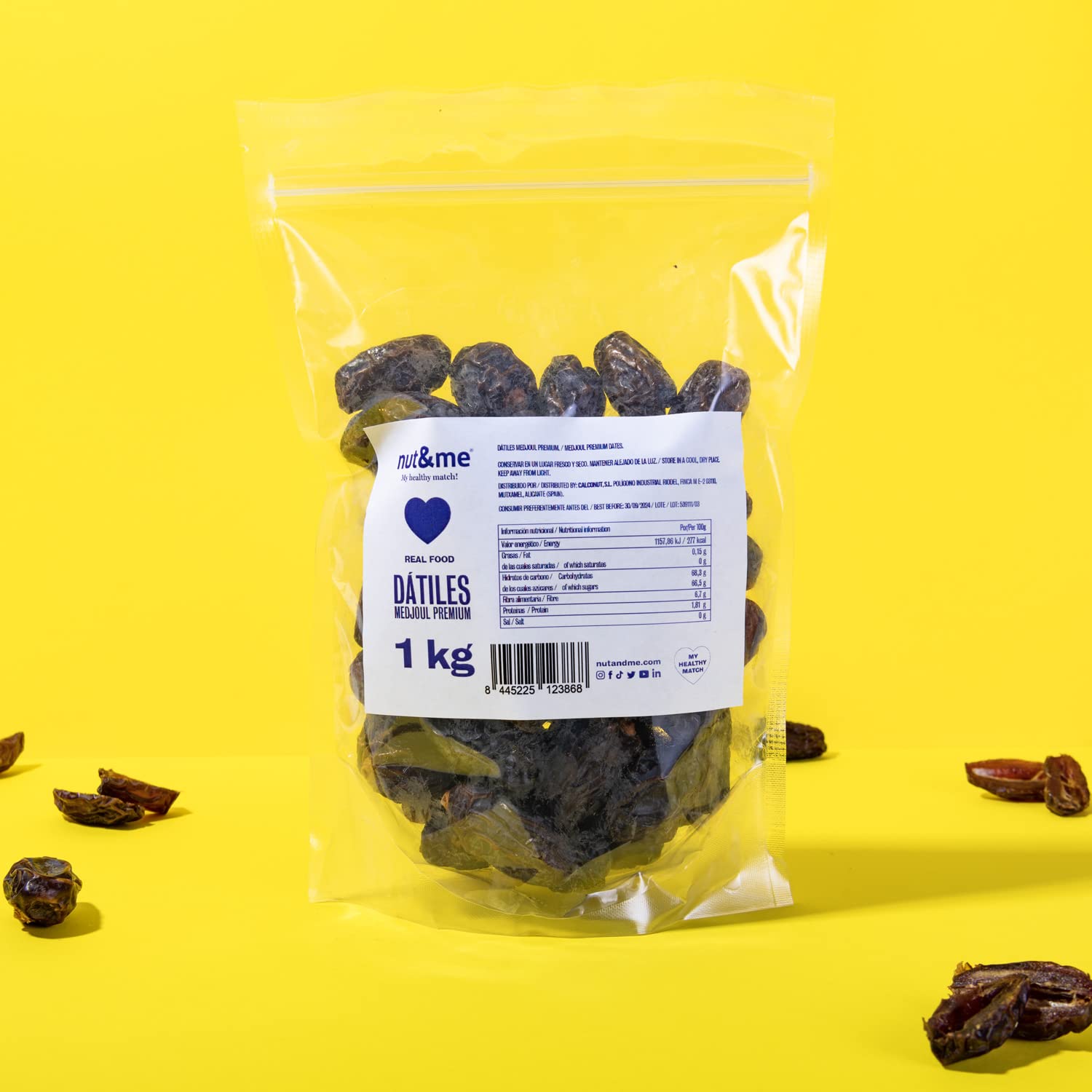 Dátiles Medjool Premium 1 kg nut&me | 100% natural | Sin gluten, sin lactosa | Sin OGM | Vegano | Halal | Kosher |