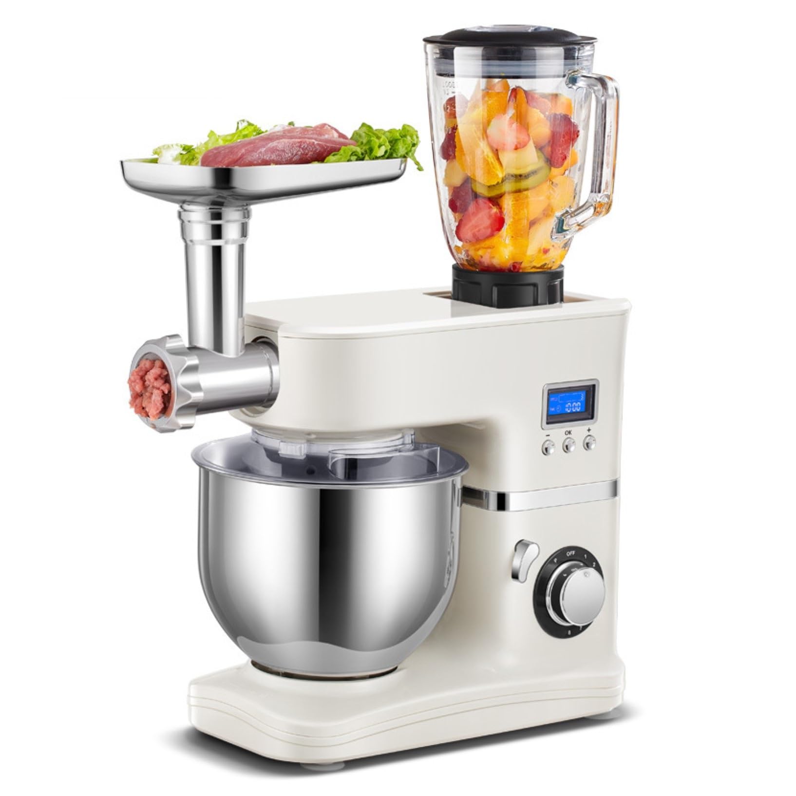 Mixer Elettrico Professionale 1000W per Alimenti,Mixer Cucina Leggero E Portatile 8 velocità,Ciotola in Acciaio Inox 5,2L per Maggior Parte dei Cuochi Domestici