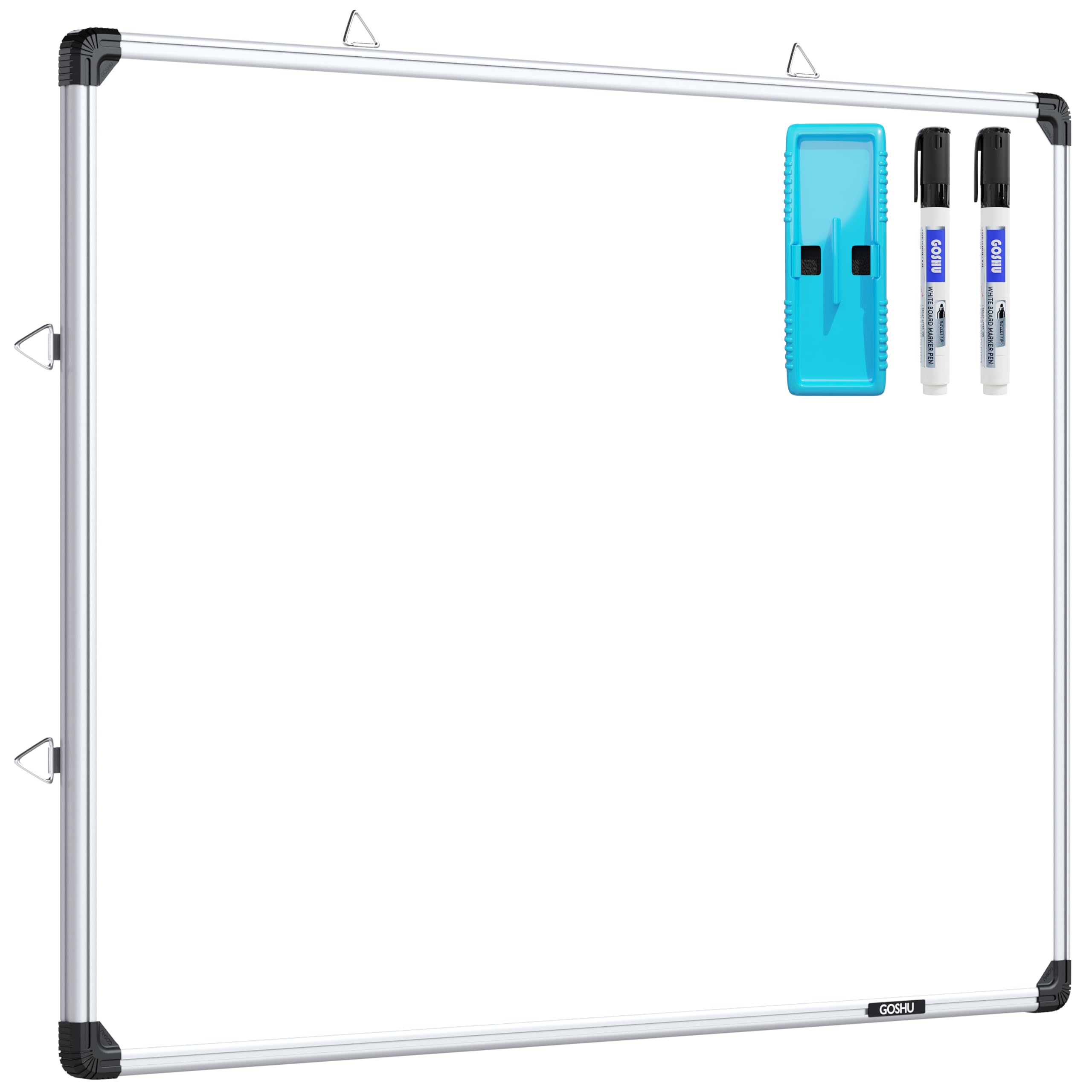 GOSHU Non Magnetic White Board 3 feet x4 feet Double Sided Writing Boards Front Side White and Back Chalk Board Includes One White Board Duster, Two Whiteboard Markers (3x4 feet, Pack of 4 Items)-image-20