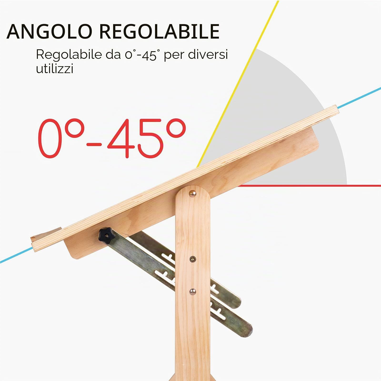 MEEDEN Tavolo da Disegno in Legno Massello, Scrivania da Disegno, Scrivania da Studio, Tavolo con Altezza Regolabile e Piano Inclinabile per Opere D'arte, Grafica, Lettura