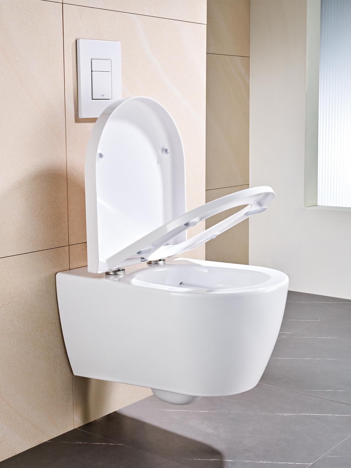 Tapa WC Universal, YEAUPE PRO Asiento de Inodoro de Cierre Suave en Forma de D con Liberación Rápida para una Fácil Limpieza, Blanco, 43 x 36 CM