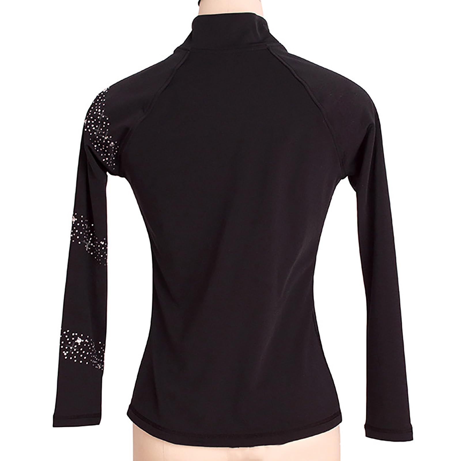 Veste de Patinage sur Glace Filles Femmes Vestes D'entraînement de Patinage Artistique en Cristal(Size:3XL,Color:Noir-Thin)