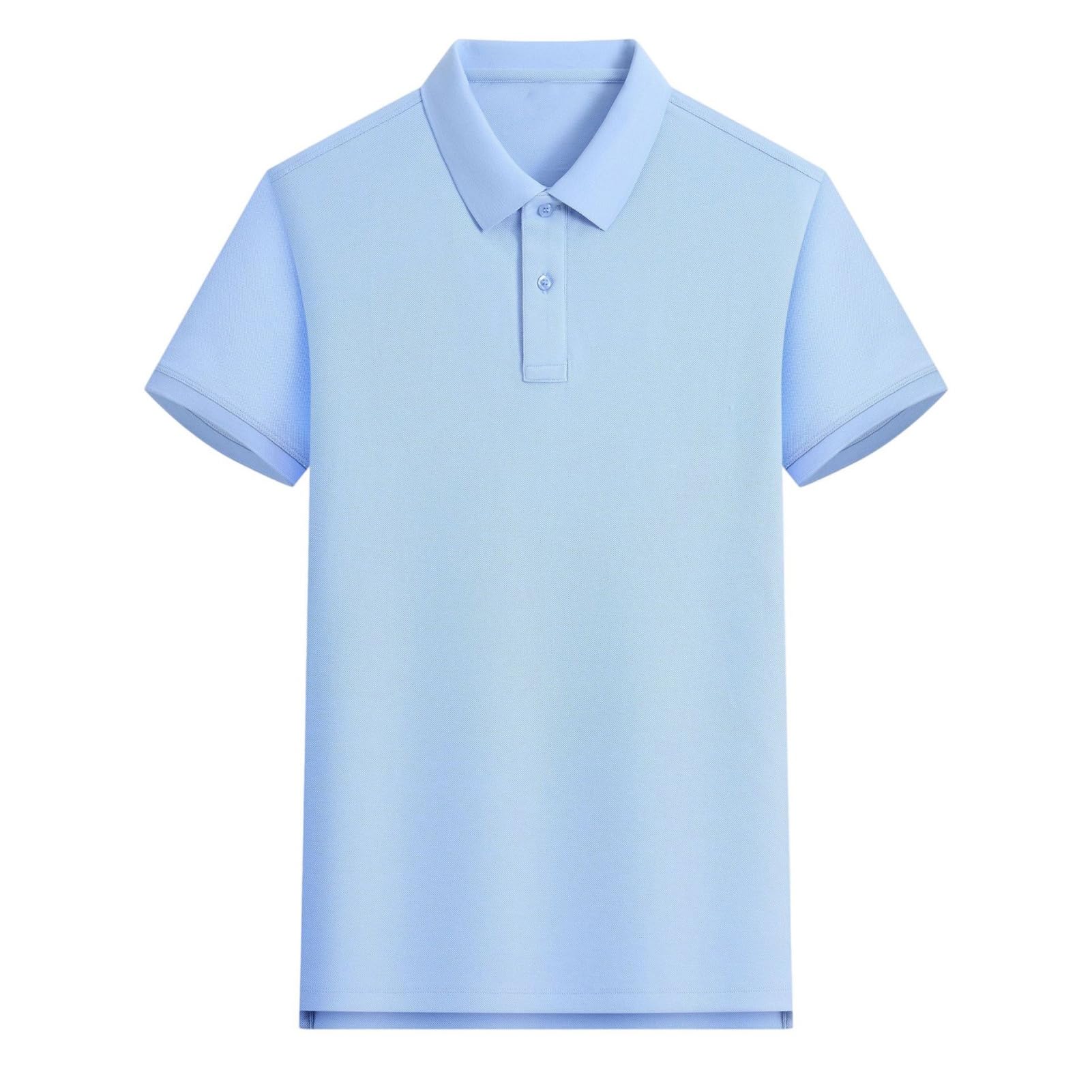 Męski bawełniany t-shirt z kołnierzem jednokolorowy krótki rękaw prosty krój luźny top do pracy