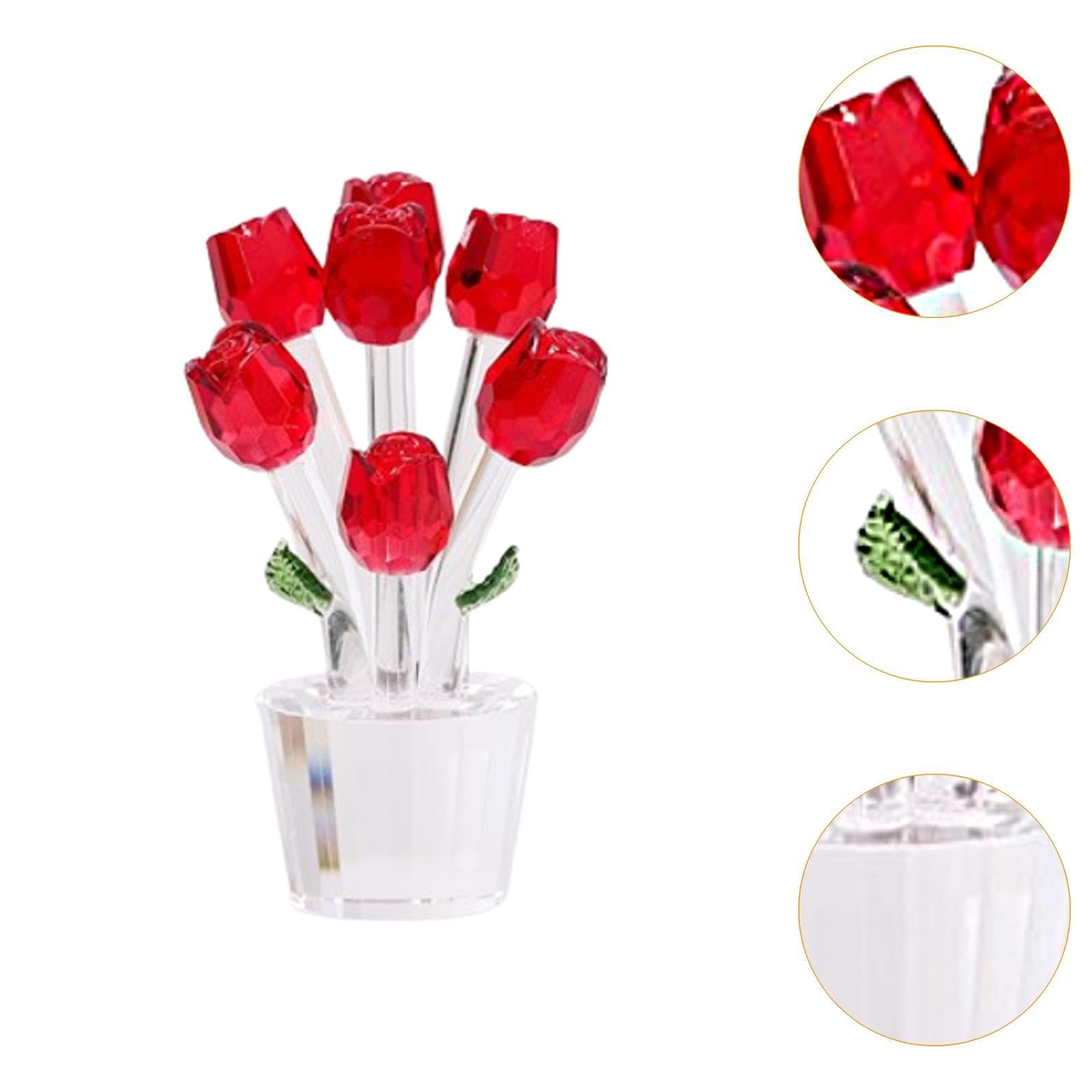 Adorno de Rosa de Cristal, Decoración Floral, Arte 3D para El Hogar, Rojo, Individual