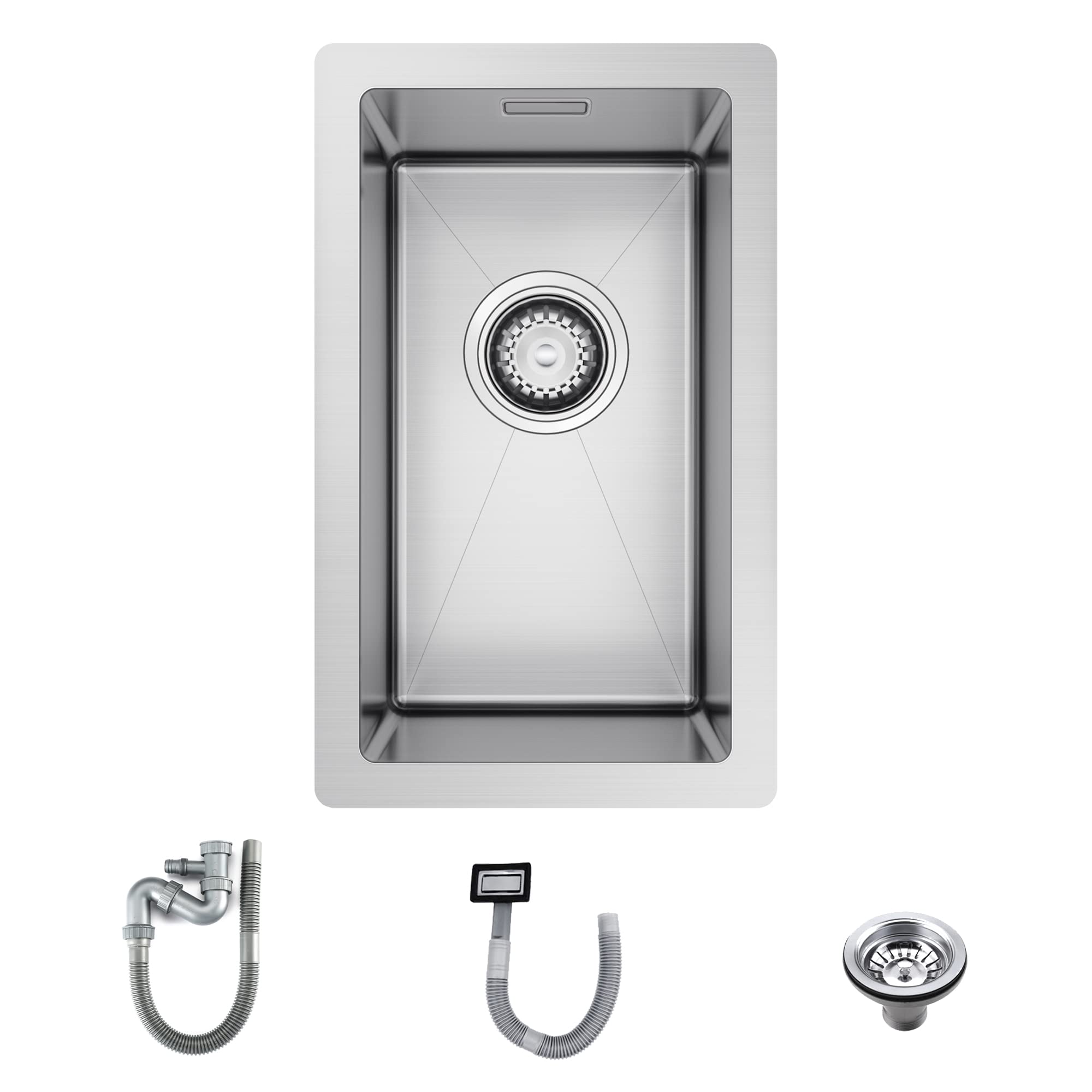 TORVA 26 x 43 x 21.5 cm Inset/Undermount Kitchen Sink, 1.0 Single Bowl Stainless Steel Rectangular Kitchen Sink, Durable and Delicate (Silver)