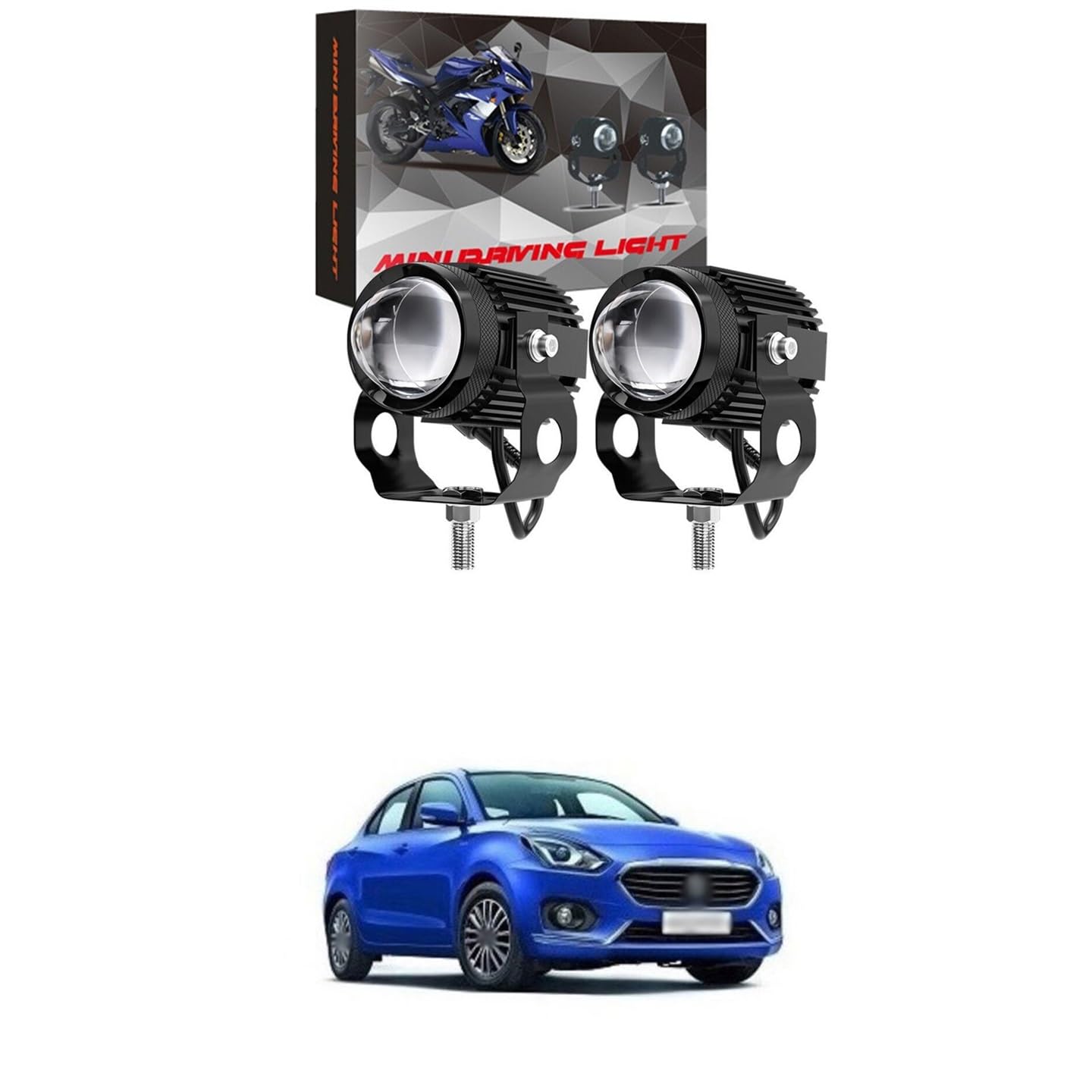 Universal For Car And Bike Mini Led Light Projector Lens Led Bar Fog Light for Car, Bike, Scooty With White & Amber Hi/Low Beam Metal Body, Inbuilt Fan Comfortable For i-10