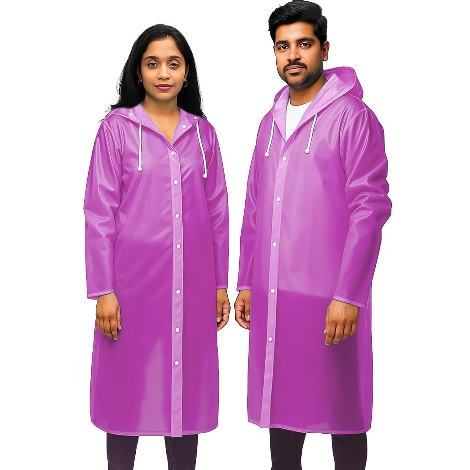 Unisex Waterproof Reusable Lightweight Eco-Friendly EVA Full Length Front Button Closure Hooded Raincoat for Men and Women Pack of 1-image-20