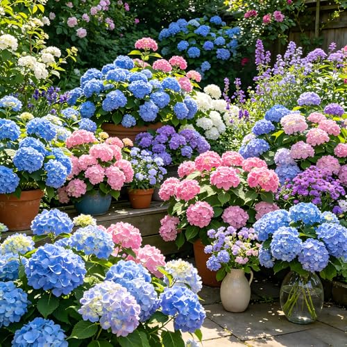 CarpetC 100+ Mixed Hydrangea Seeds for Planting - Hortensia Perennial Shrub Hardy Mophead Flowers for Partial Shade Non-GMO Heirloom for Garden Borders Cut Flower Outdoor Landscapes