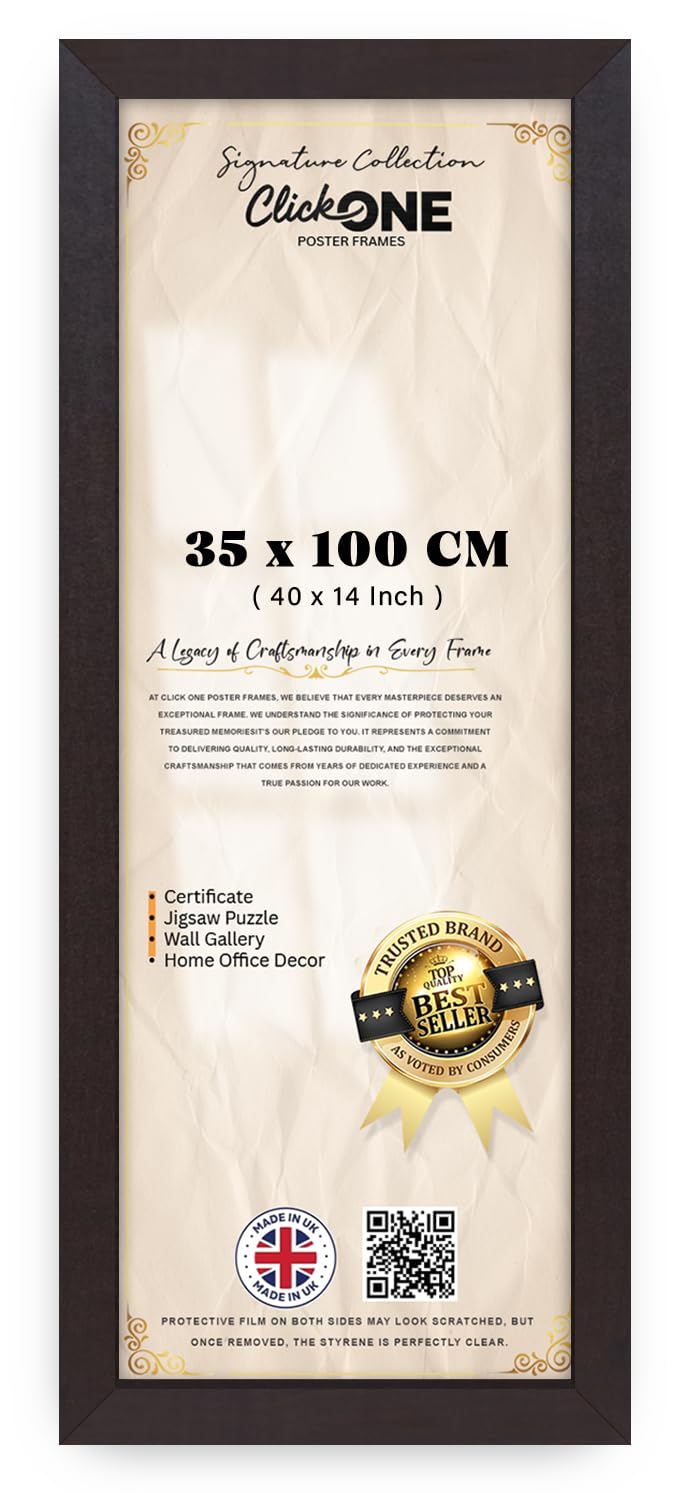 Click One Timeless Sophistication Large Panoramic Poster Frame 35 X 100 cm With Solid Engineered Wood Finish Mahogany 40 X 14 Inch Wall Display For Photos And Art For Home And Office Wall
