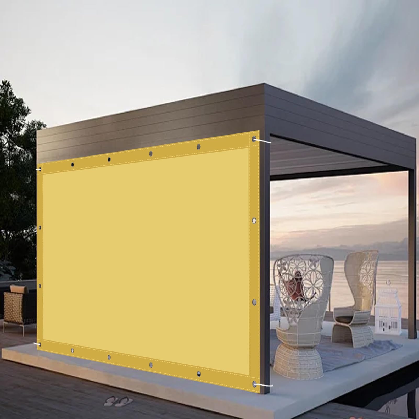 Vela Ombreggiante Rettangolare 0.9 x 3.8 m Protezione UV Telo Parasole Rettangolare Multi Couleur et Taille per Giardino Balcone Piscina, Beige