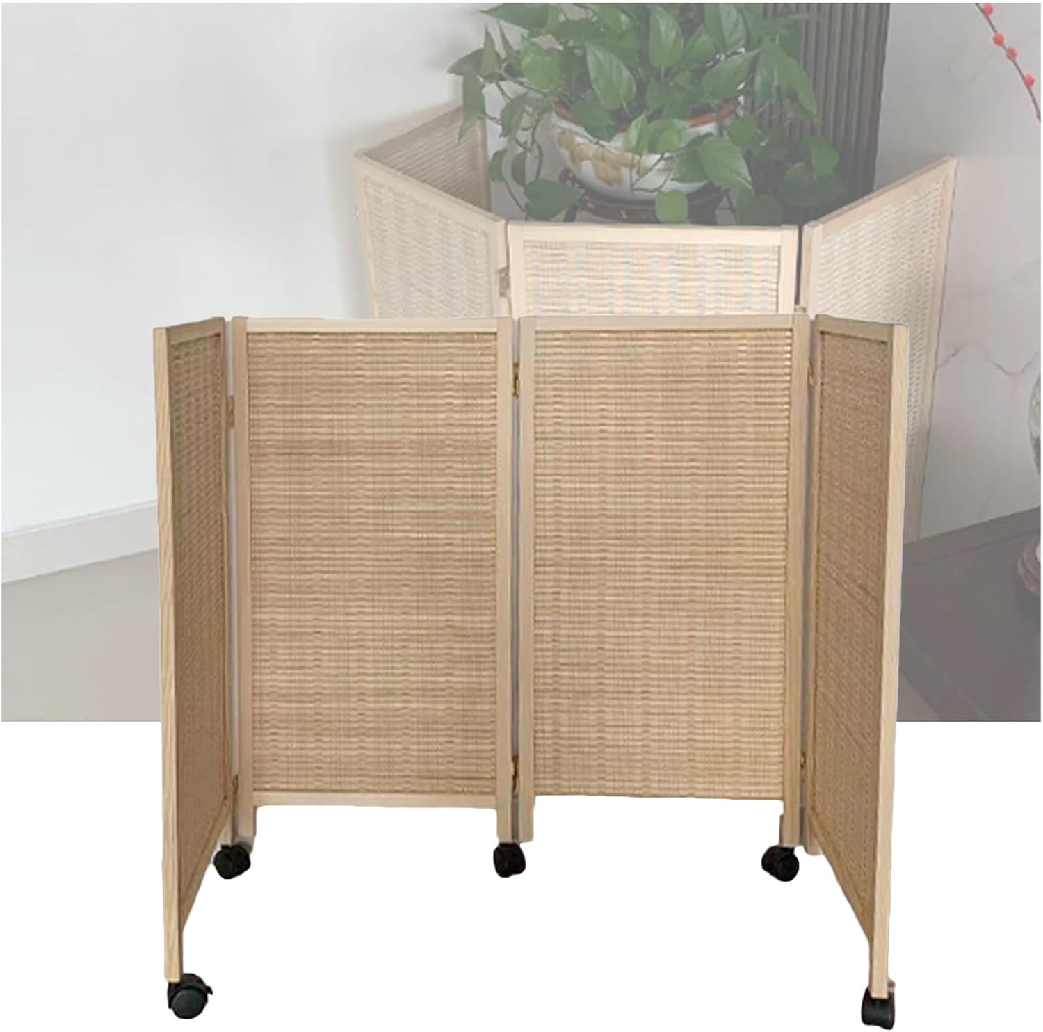 Room Dividers Panels,Short Room Partition,4/5/6/7/8 Panel Movable Portable Privacy Screen,Foldable Light-Blocking and Breathable Partition,for Home Office Kindergarten,Brown,120X40