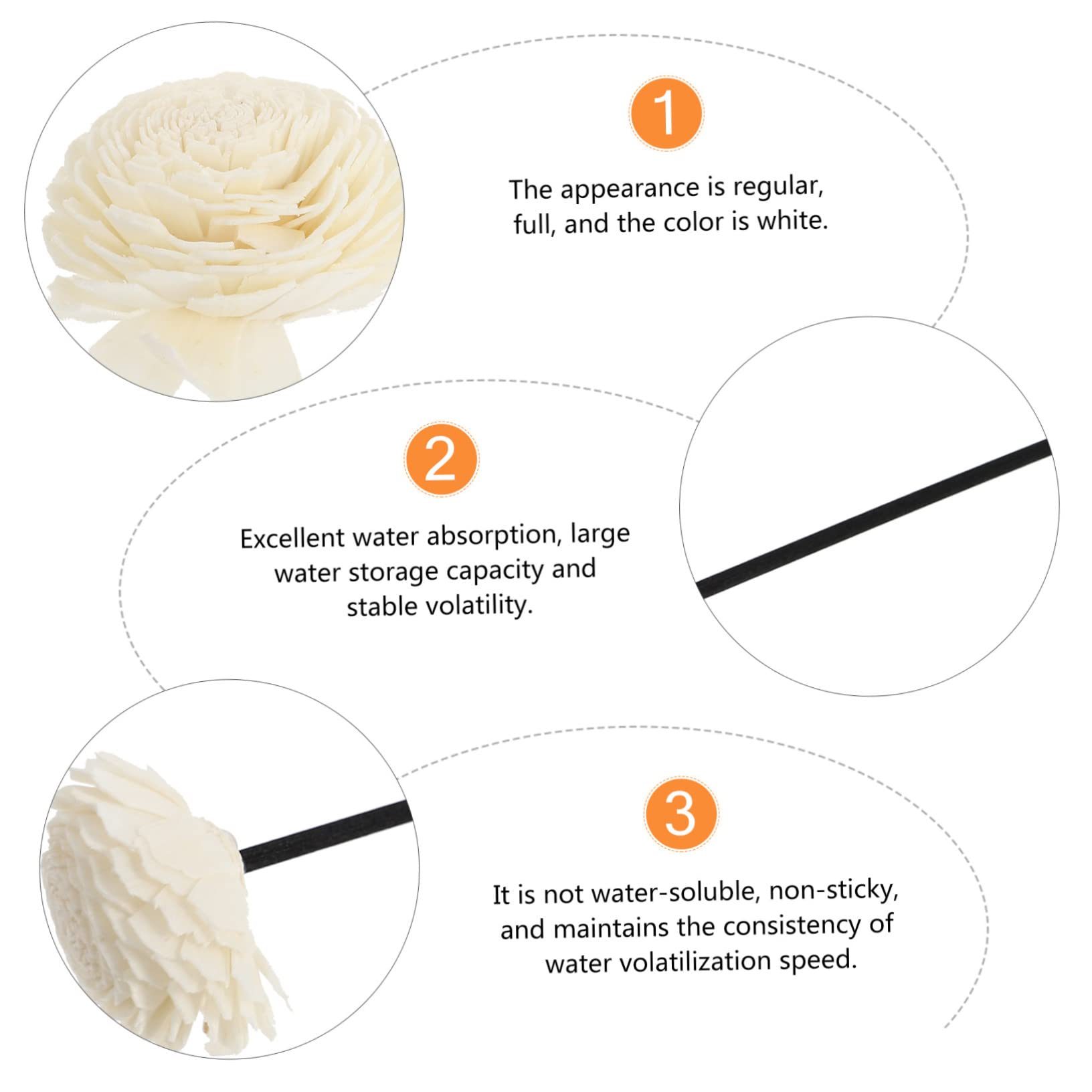 Zerodeko 4pcs Sticks Flower Diffuser Sticks for Essential Oils Decorative Accessories for Home Office Wedding and More