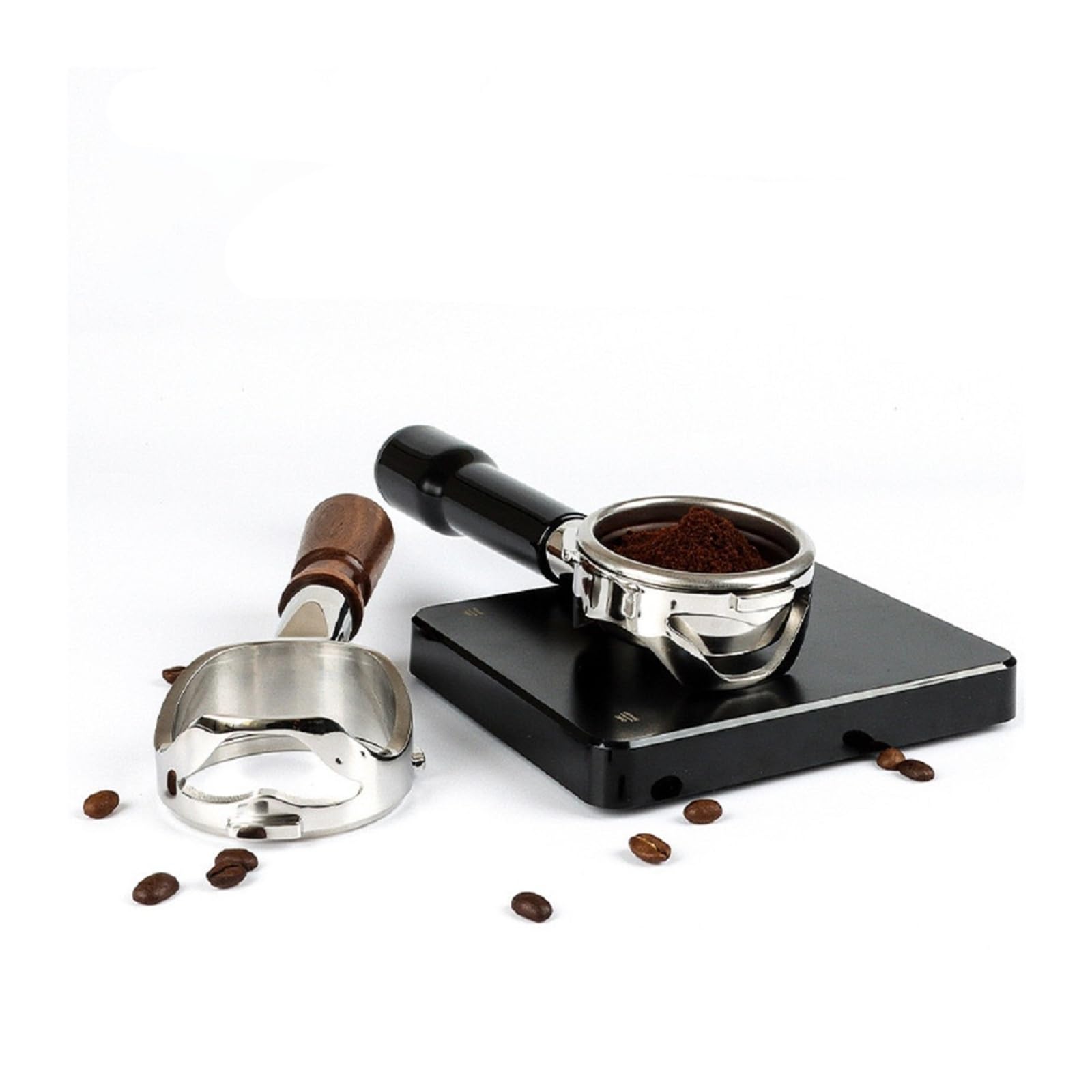 Portafiltro sin fondo de 58 mm for cafetera, herramienta barista(ABS white)