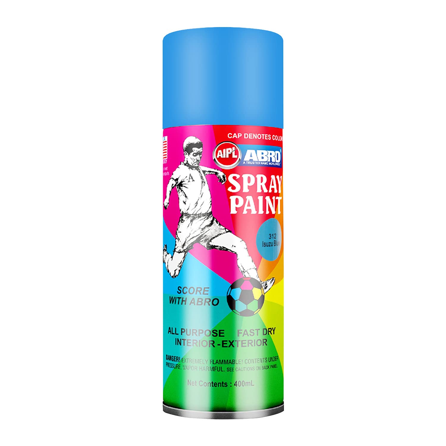 ABRO SP-312 Multipurpose Colour Spray Paint Can (400ml, Isuzu Blue) DIY Quick Drying for Metal, Wood, Walls, Automotive Cars and Bikes-image-46
