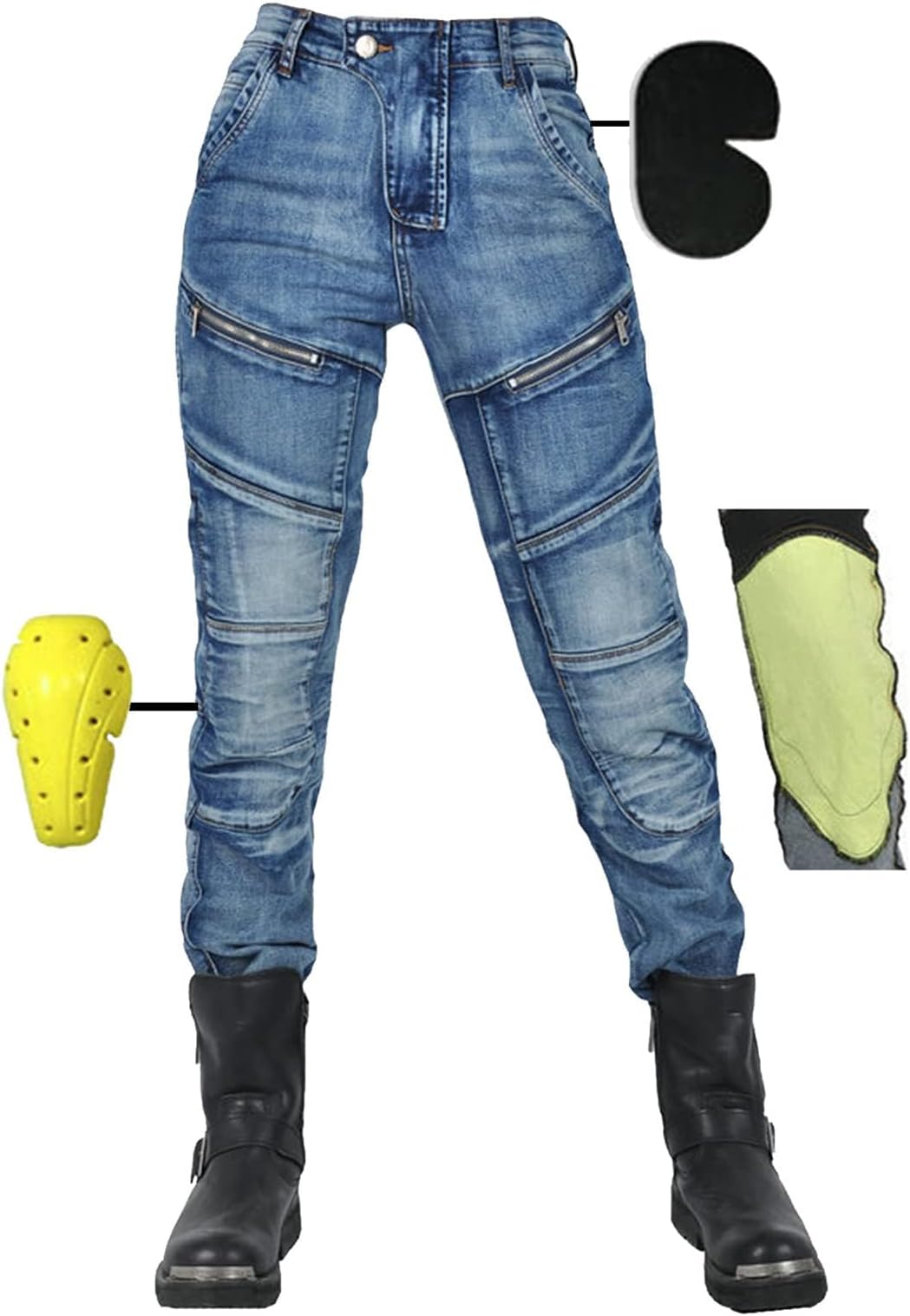 Motorcycle Trousers for Men/Women, Men's/Women's Motorcycle Jeans Made of Aramid Fibre, Sporty Motorcycle Trousers with Protectors, Motorcycle Protective Trousers