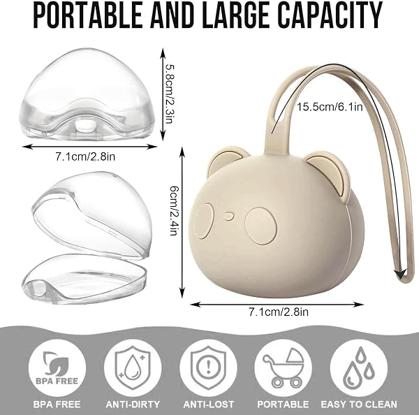 5 Stück Schnullerbox,2 Stück Silikon Schnulleraufbewahrung und 3 Stück Transparent Plastik Schnullerboxen,Portable Dustproof Schnullerbox,Silikon Schnuller Aufbewahrungsbox,Baby Schnullertasche - 2