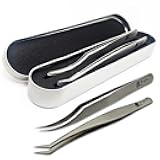 BeautyPros Lash Tweezers for Eyelash Extensions - Stainless Steel Precision Tweezers set with Dolphin Shaped and Curved Pointed Tip - Tweezers for Eyelash Extension - 2-Pack