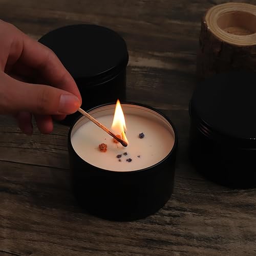 Miniatura 6 de OBKJJ Tarros de vela negros de 7 onzas, latas mate de 42 unidades, recipientes de metal para velas con tapas, recipientes para velas a granel para