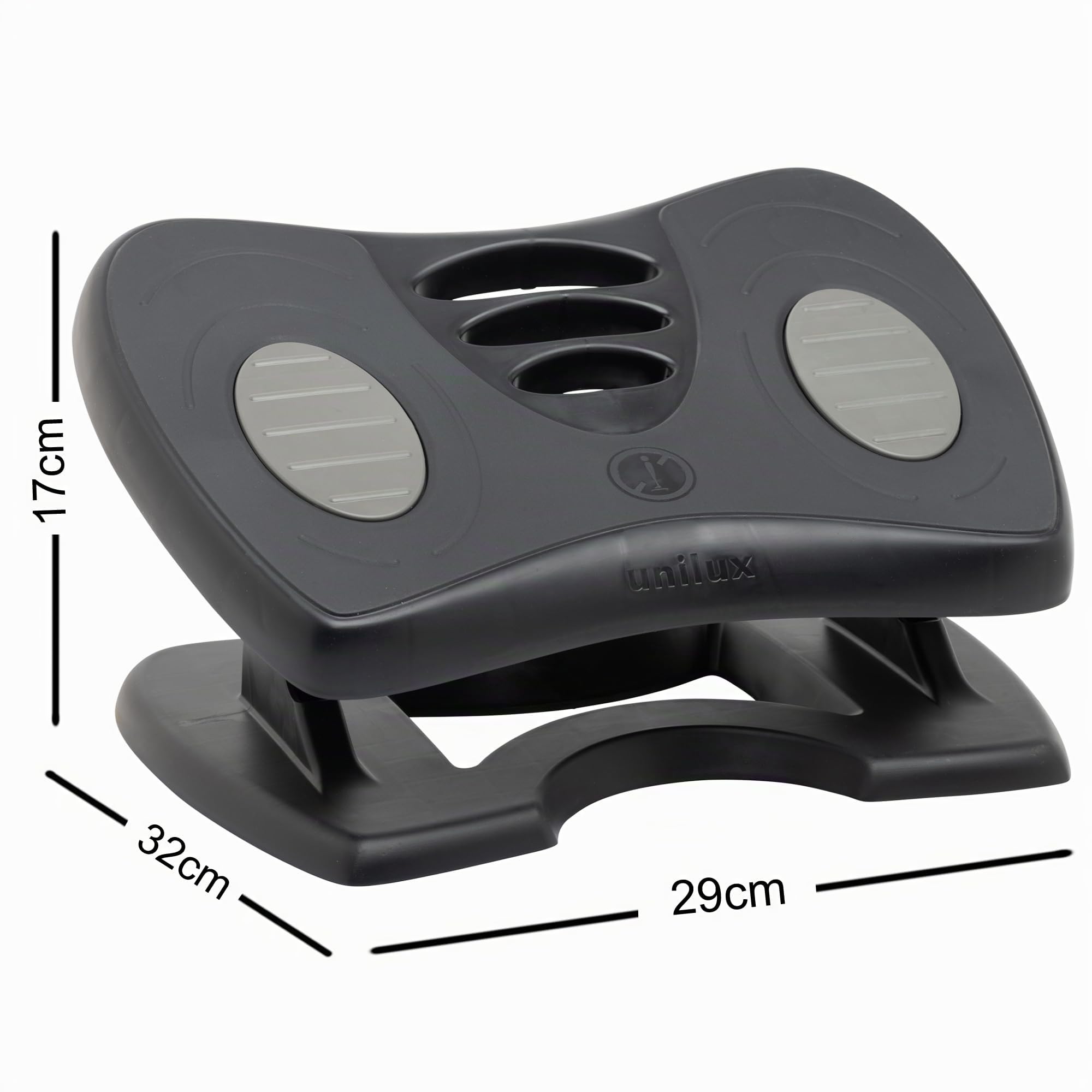 Unilux, Reposapiés de Oficina Ergonómico Nymphea, Altura Ajustable, Antideslizante, Color Gris