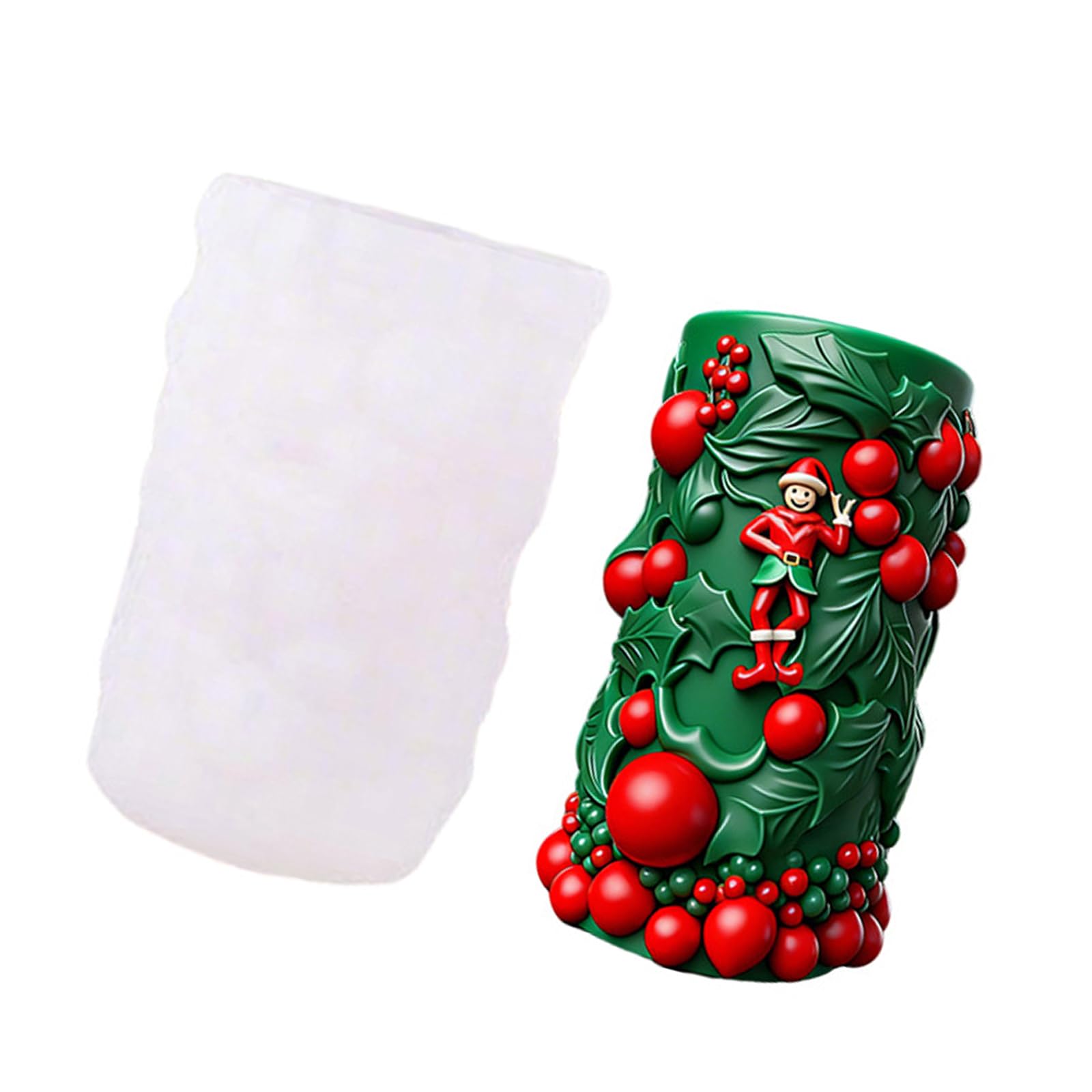 Buxuaaaa Christmas Clown Embossed Cylindrical Silicone Mold for Soap Chocolate Baking Tool Epoxy Resin Holiday Silicone Mold