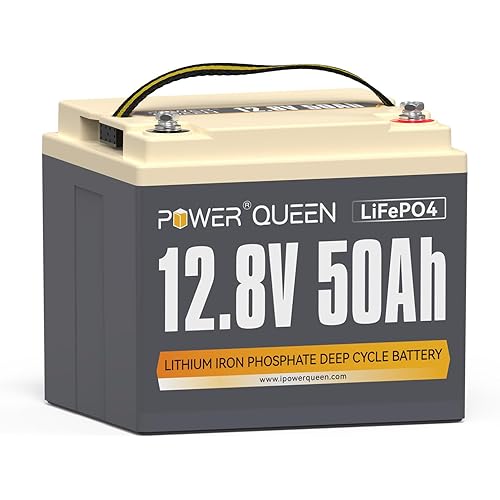 Power Queen 12.8V 50Ah LiFePO4 Battery, 640Wh Backup Lithium Battery, Over 4000+ Rechargeable Cycles, Lightweight Replacement Battery for SLA, Widely Used in Wireless Lawn Mover, Electric Scooters