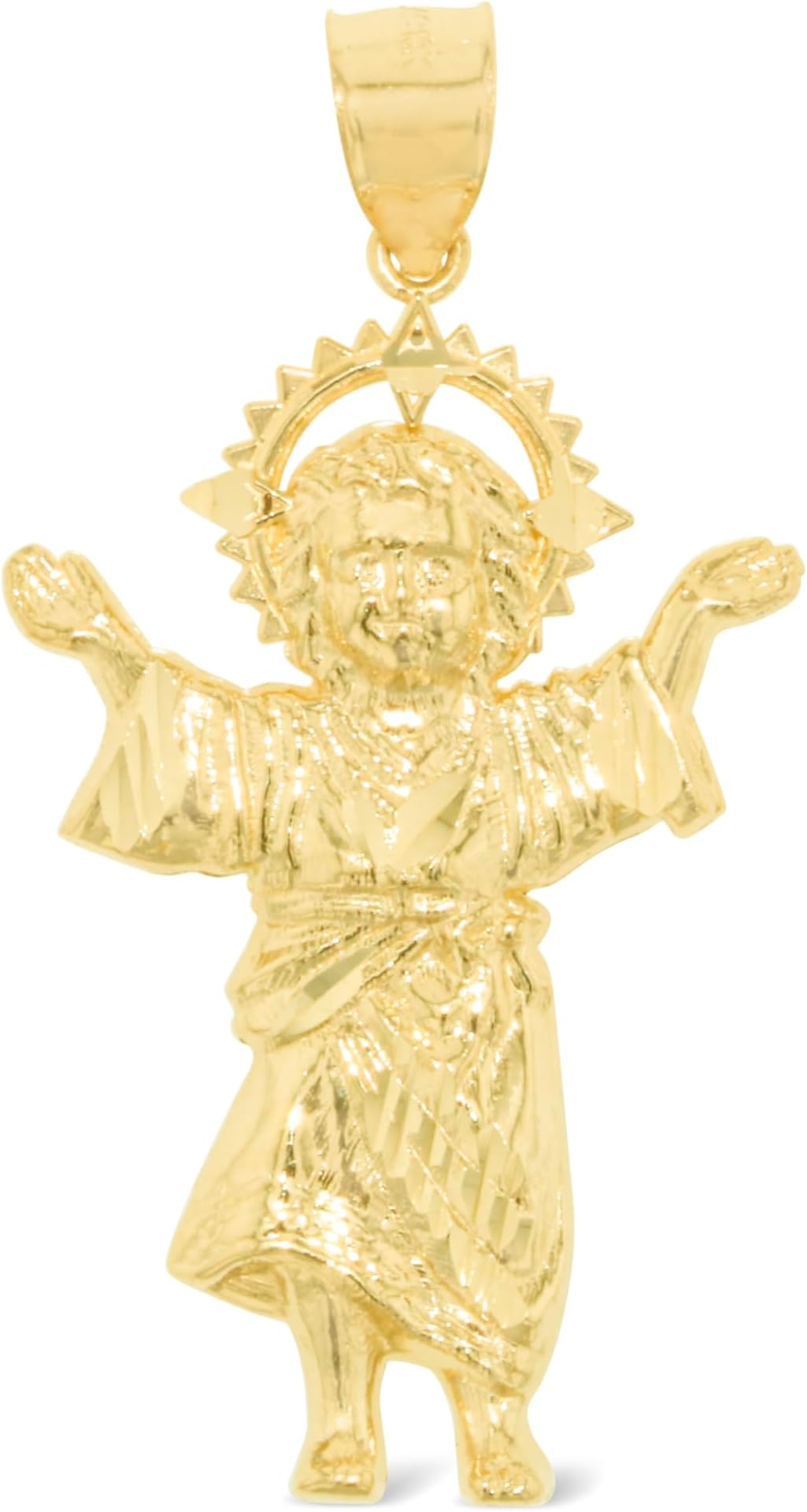 Ciondolo Charm Floreo Oro Giallo 10k Bambino Gesù Divino Ni�o - Foto 4 di 12