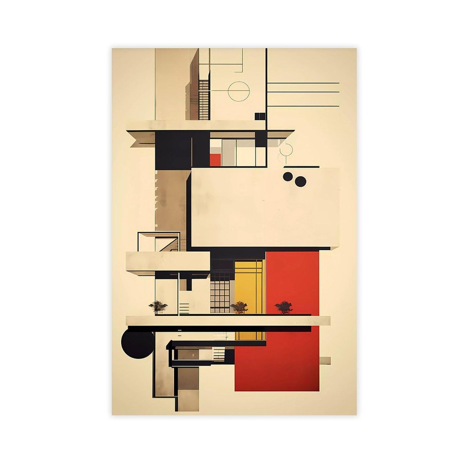 Bareronor Abstract Bauhaus Canvas Poster Bedroom Decor Landscape Office Room Decor Gift 24" L X 36" W
