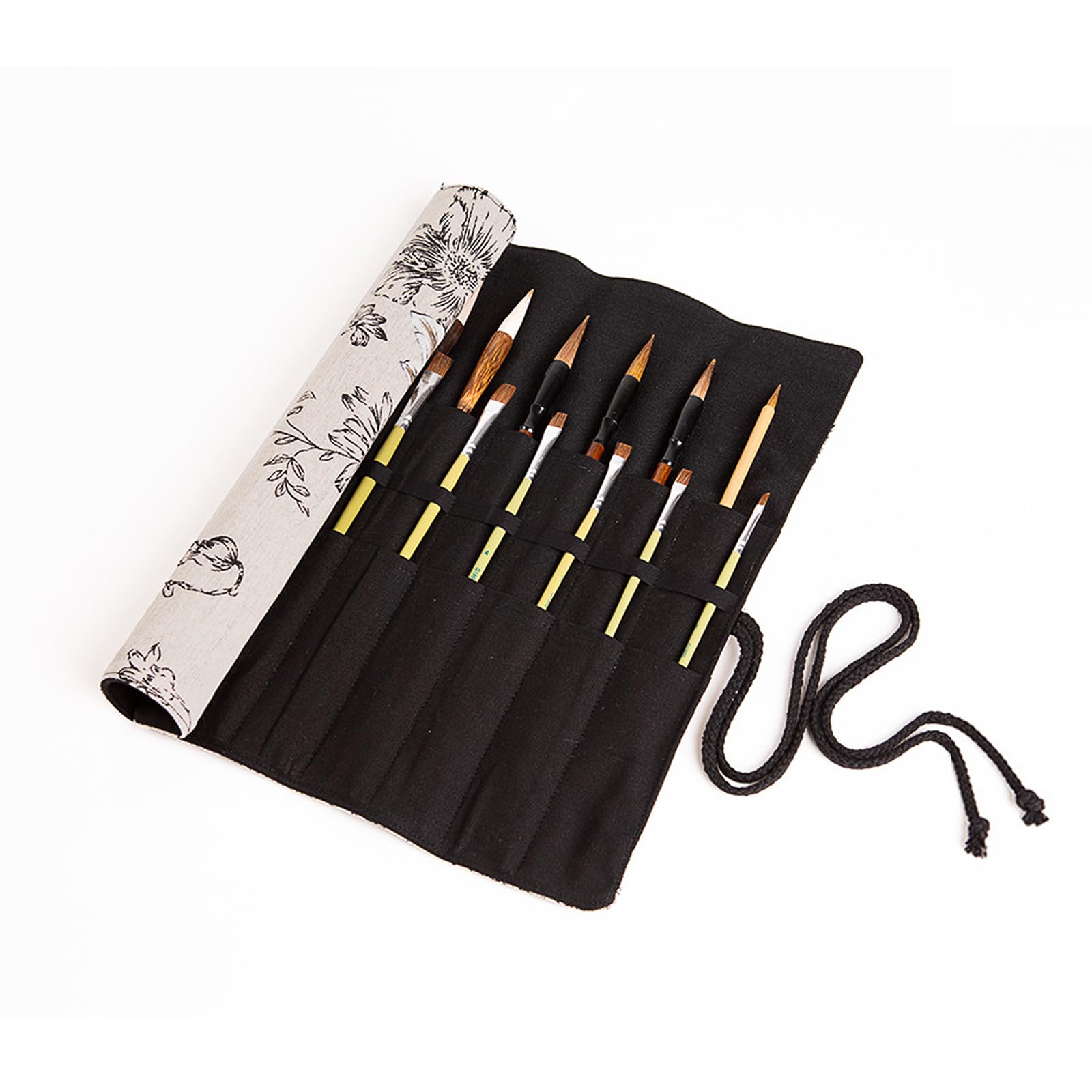 Ttdesefu Paint Brush Holder Storage 20 Slots Art Brush Roll Canvas Pouch Artist Holder Roll Up Brush Bag Case Paint Storage Canvas Pouch for Watercolor Gouache (Gray)
