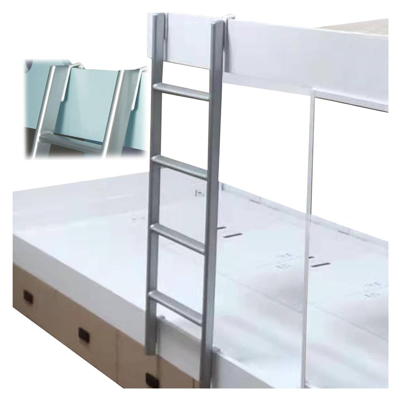 Escalera de litera HighQuali de 1.4 m en metal y madera para camas gemelas