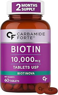 Carbamide Forte Biotin Tablets for Hair Growth | Biotin Supplement 10000 mcg | Hair Supplements for Women &amp; Men | 60 Hair ...