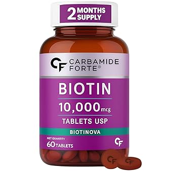 Carbamide Forte Biotin Tablets for Hair Growth | Biotin Supplement 10000 mcg | Hair Supplements for Women & Men | 60 Hair Growth Tablets