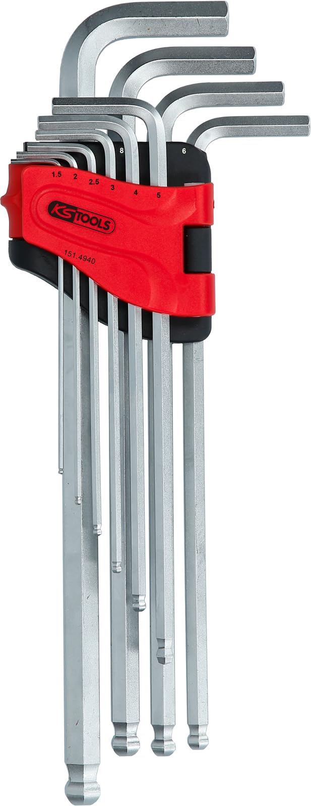 KS Tools 151.4940 Ball Ended Hexagon Key Wrench Set,Extra Long,10 pcs, Rot