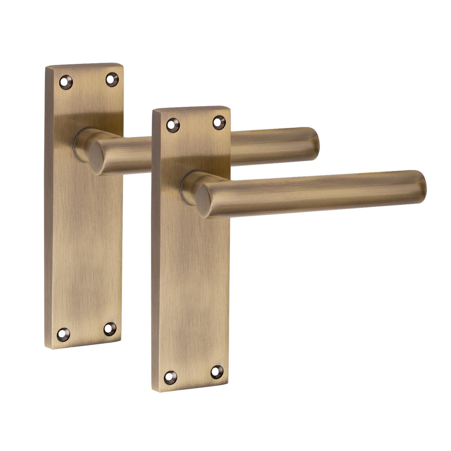 Golden Grace 6 Pairs Victorian Straight T-Bar Scroll Interior Door Handle Antique Brass Finish 150 x 40mm
