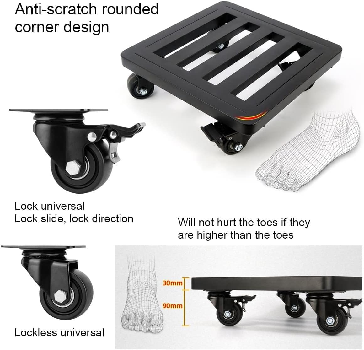 Plant Trolley Plant Pot Trolley,Large Potted Plant Caddy, Heavy Duty Iron Garden Flower Pot Planter Mover, Planter Dolly Trolley Saucer Moving Tray, Machine Base, Sturdy Designed Iron Pot Co
