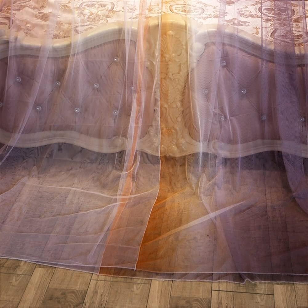 Princess Bed Canopy for Girls, Sheer Lace Dome Mosquito Net with Insect Protection, 360° Round Hanging Curtain for Bedroom Decor, 150X270Cm,Pink-150 * 300cm/59 * 118inch