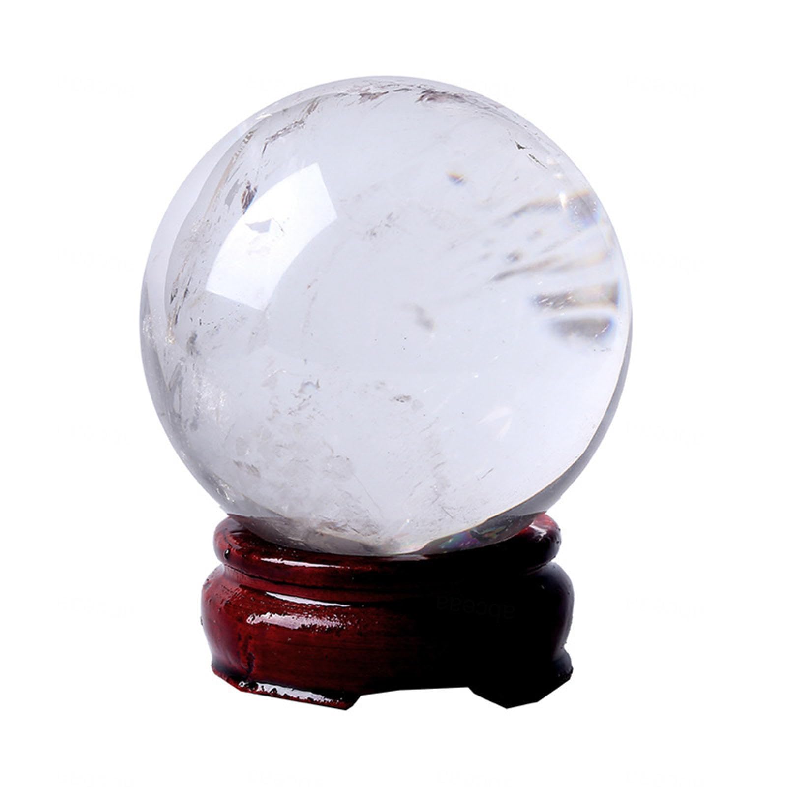 SHFTQXSLAT White Clear Crystal Sphere Quartz Ball with Stand Stone Home Decoration Lovers Gifts TouchStones,90mm