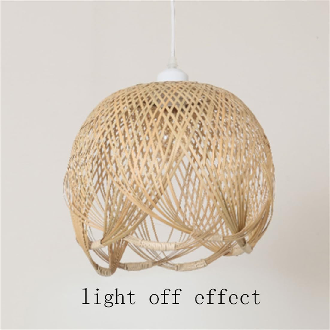 Lampadario A Forma Di Sfera Con Bocciolo Unico,Paralume In Rattan