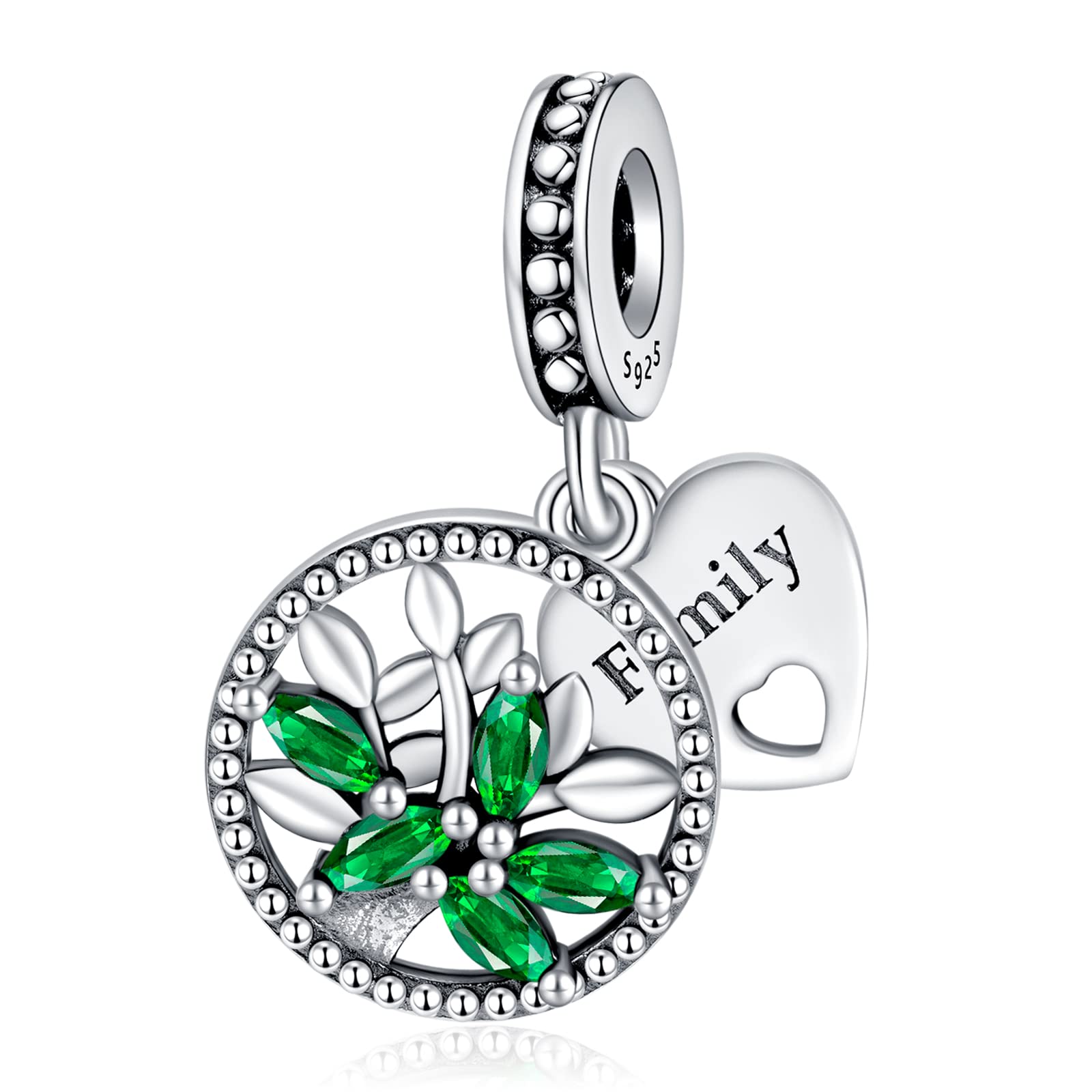 Annmors Love Heart Charm Donna argento Ciondolo a forma di, in argento Sterling 925, compatibile con braccialetti e collane europei