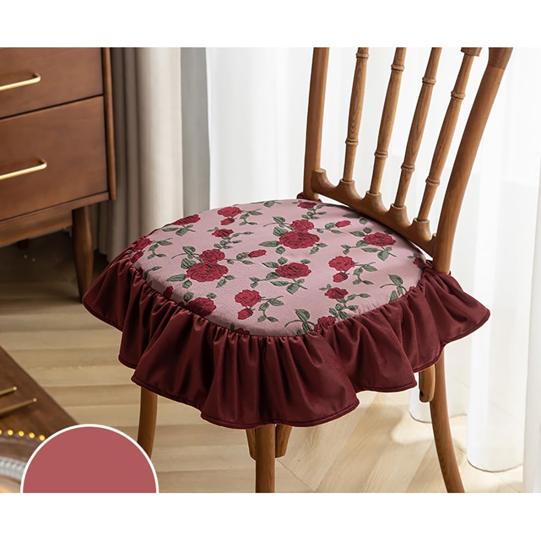 VHJdtE Seat Cushion, Dining With Straps|Removable And Washable All-Season Seat Pads|Comfortable Upholstered Butt Pad(Red)