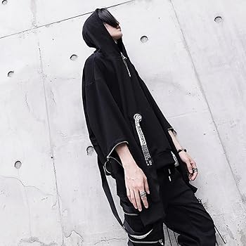 Men Y2K Gothic Hoodie Dark Academia Punk Hooded Sweatshirt Emo Alt