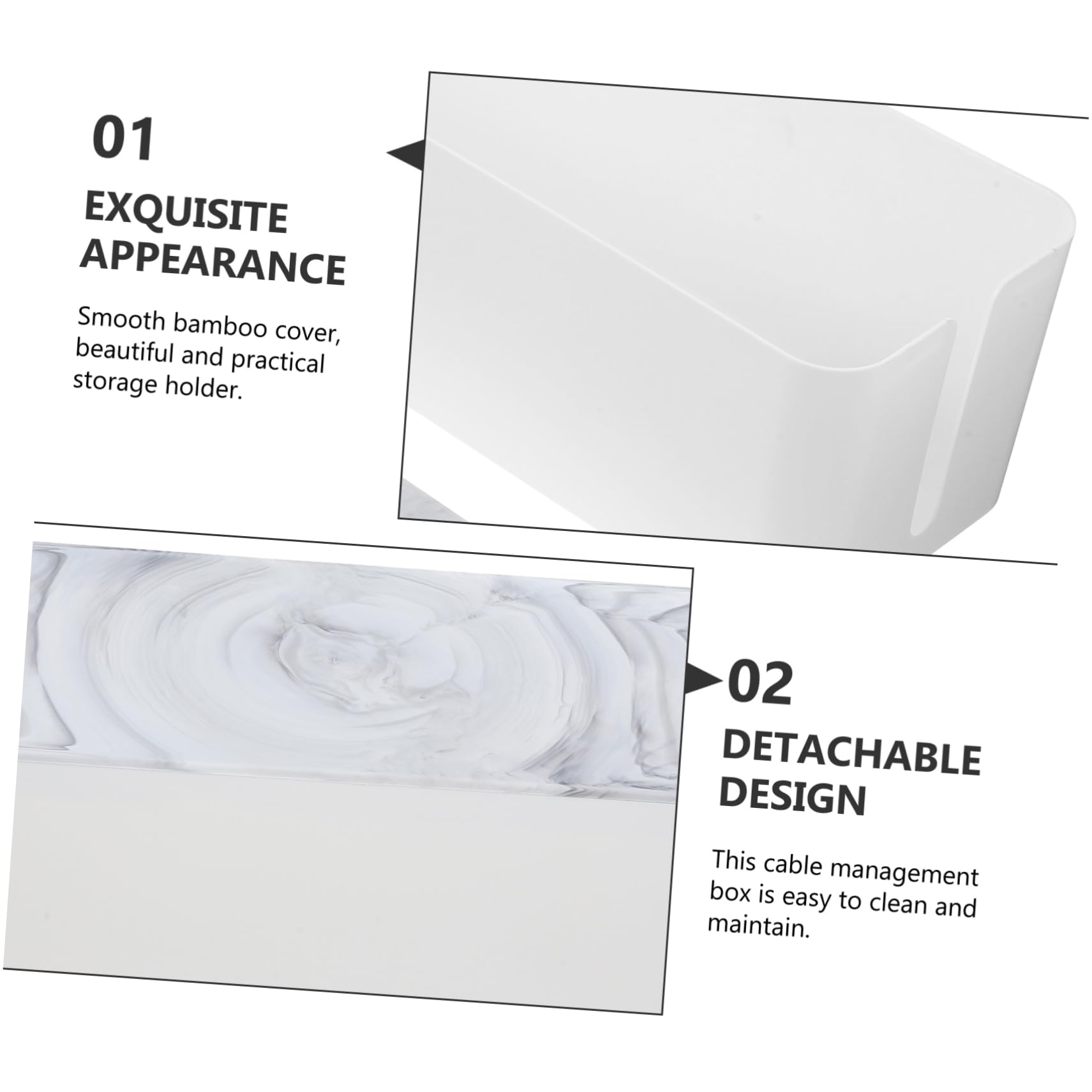 NUOBESTY Organizador de Cables de Bambú Caja de Gestión de Cables para Escritorio para Router Caja Tapa para Organizar