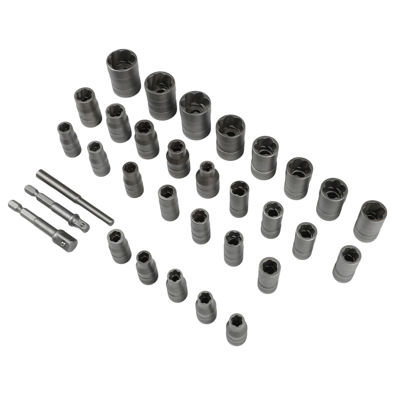 EasyByMall Set di 32 chiavi a bussola con adattatori da 1/4" e 3/8" per rimuovere bulloni e dadi arrugginiti danneggiati