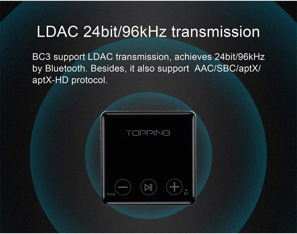 Up To 60% OFF Topping BC3 Hi-Res Audio Wireless Bluetooth LDAC Receiver ES9018Q2C Portable DAC with Headphone/Opt/Line Output (Silver) Weekly Top Sale Topping BC3 Hi-Res Audio Wireless Bluetooth LDAC Receiver ES9018Q2C Portable DAC with Headphone/Opt/Line Output (Silver)