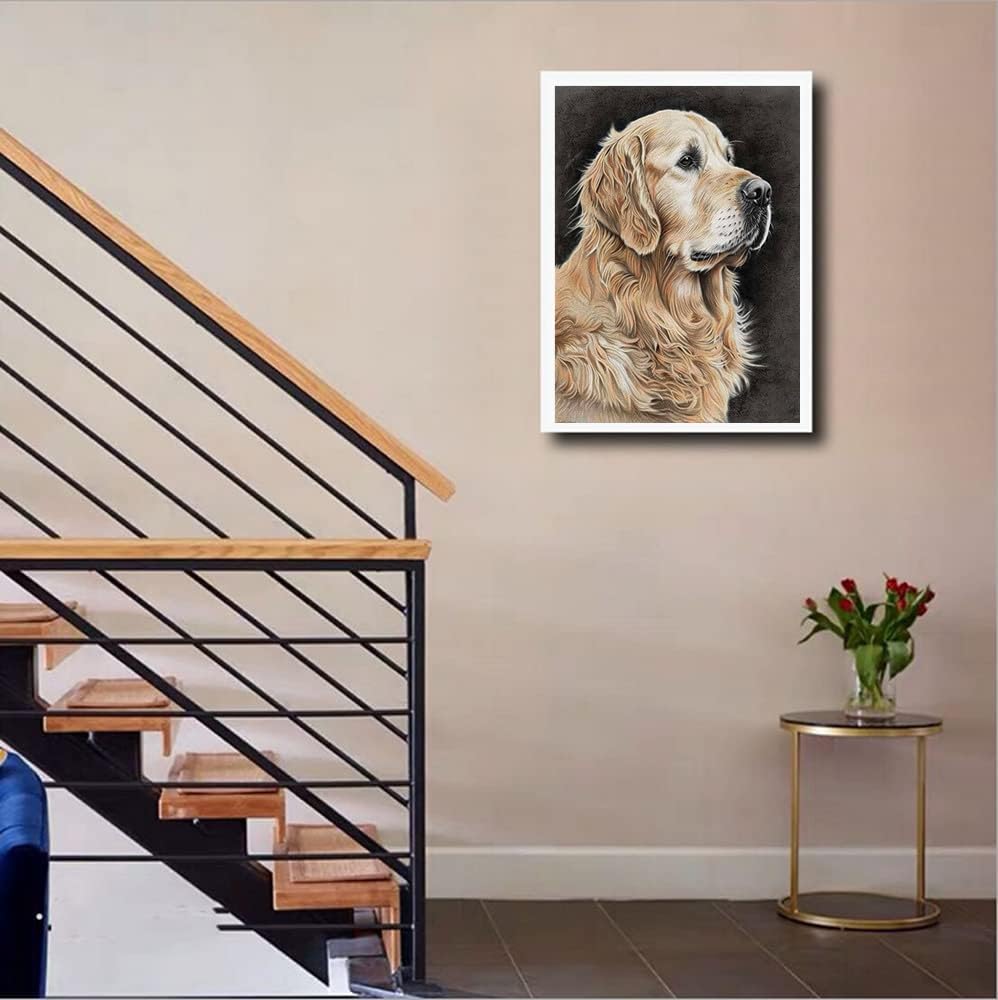 Kit Peinture Diamant Noël 5D - Motif Chiens D'hiver - Format 30x30 Cm - Diamants Ronds Inclus - Déco Murale - 4