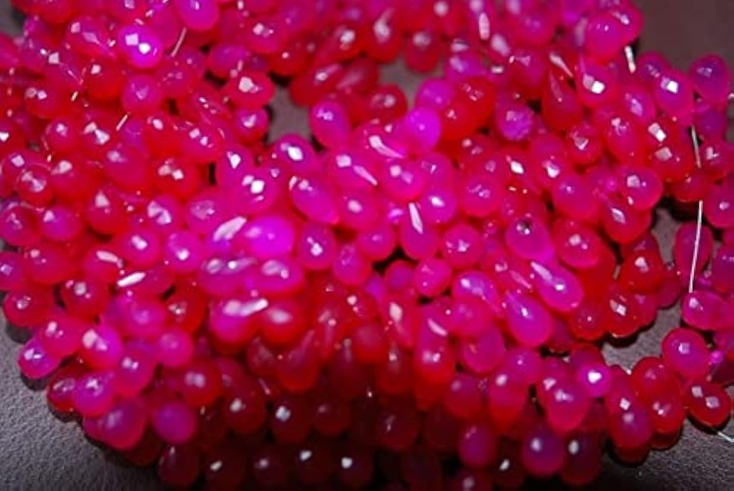 Pink Chalcedony perles briolettes en gouttes de 8-9mm pour la fabrication de bijoux diy