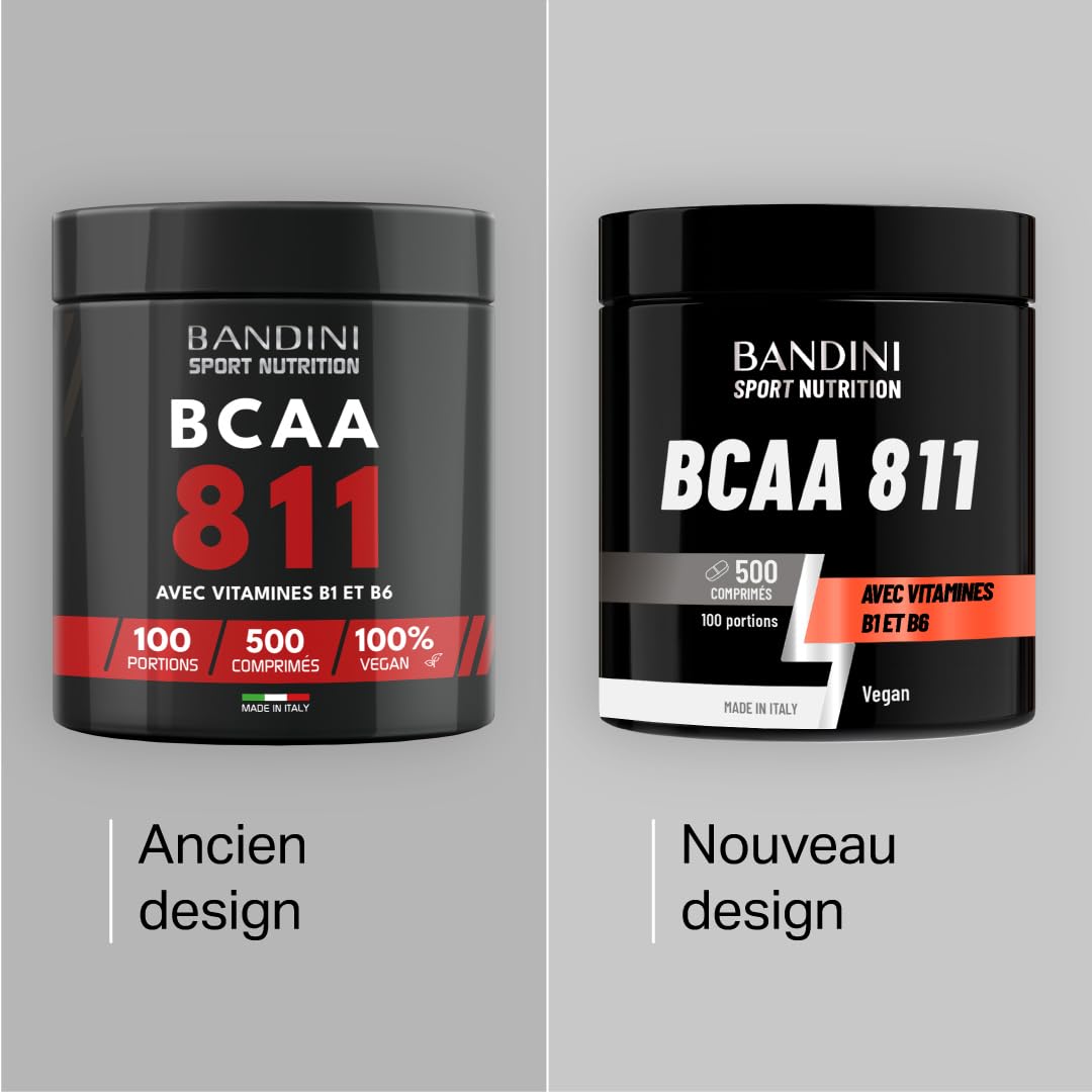 Bandini® BCAA 8:1:1 500 Comprimés | Acides Aminés à Chaîne Ramifiée 8.1.1 | | Leucine, Isoleucine, Valine + Vitamine B1 et B6 | Sans gluten et sans lactose | Supplément Pré et Post Workout | 100% Vegan