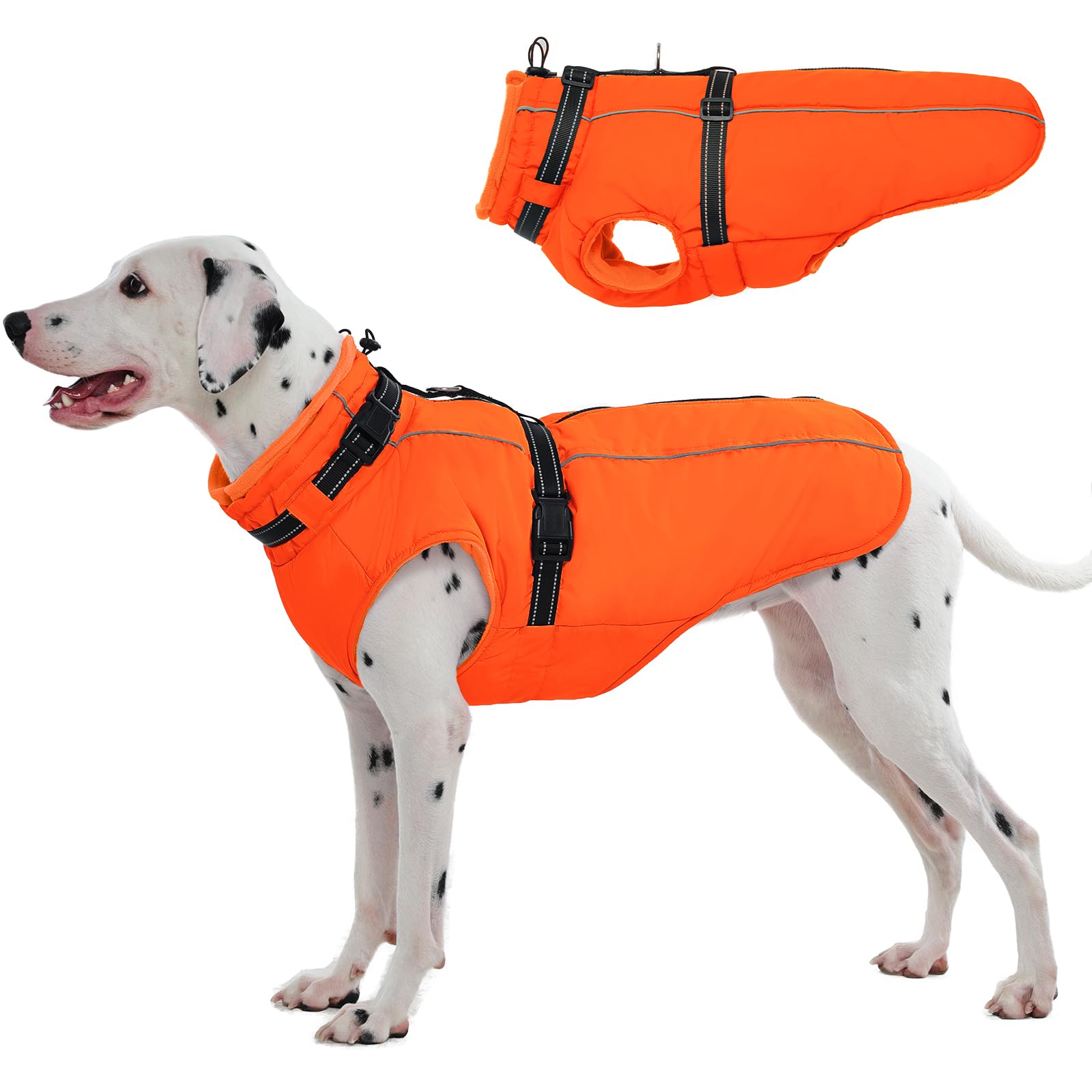 Gilet d'hiver pour chien réfléchissant manteau orange pour bouledogue français en balade