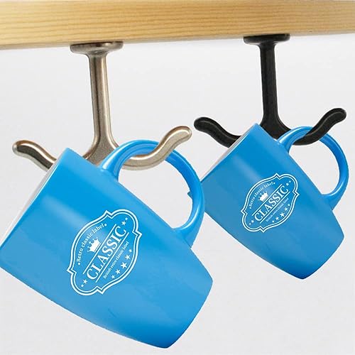 Miniatura 5 de 10 piezas de aleación de zinc para techo, doble gancho, armario, abrigo, toalla, sombrero, ganchos debajo del gabinete (negro)