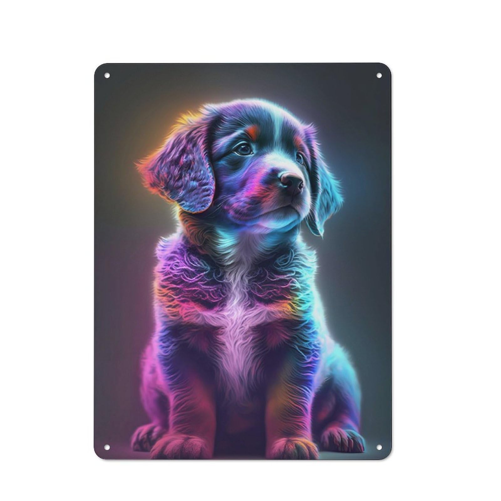 Junmoney Cute Rainbow Puppy Tin Wall Plaque 40X30cm With For Bar Or Restaurant, Suited To Bar Decor Enthusiasts