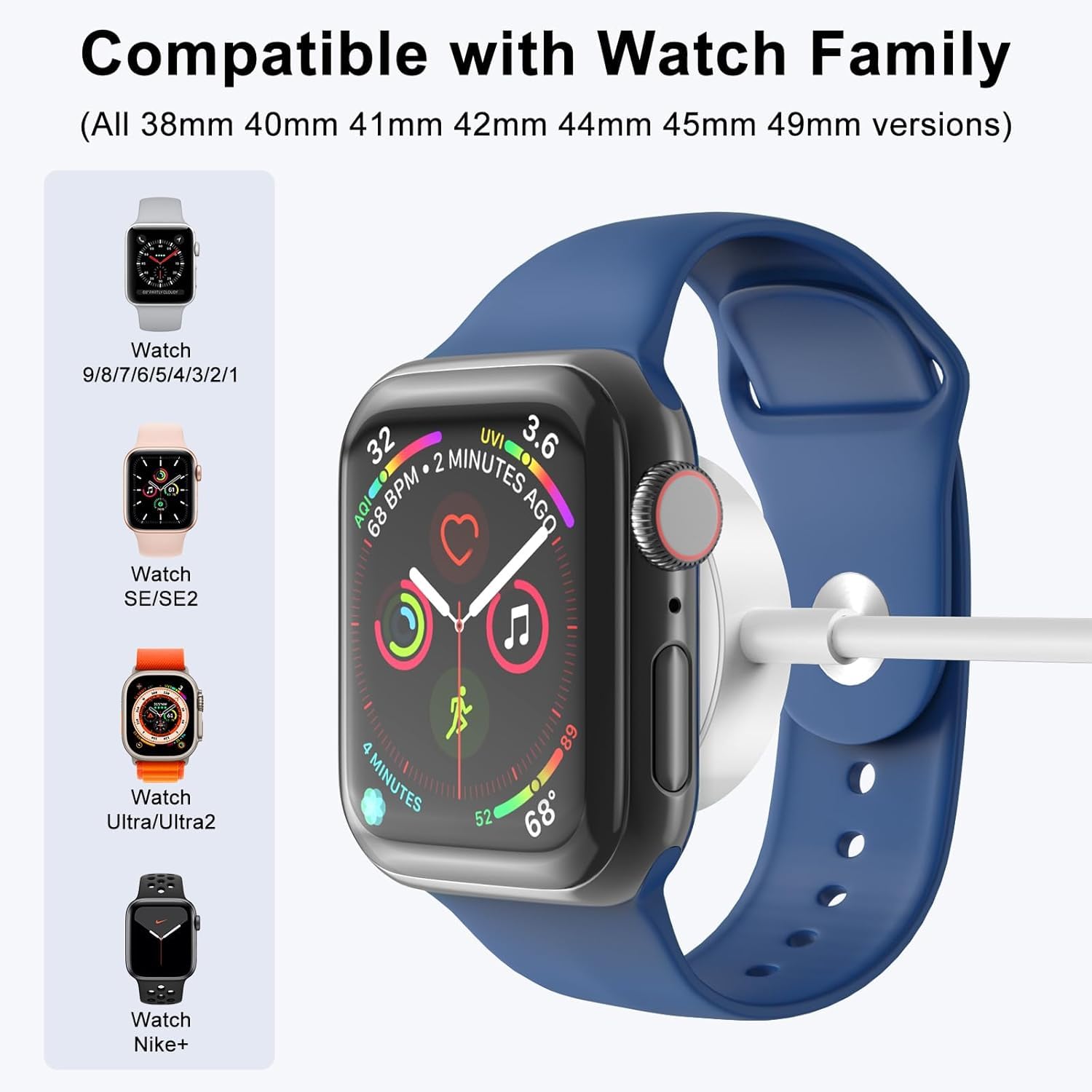 2Pack Upgraded for Apple Watch Charger USB Magnetic Wireless iWatch Charger Portable Compatible with iWatch Ultra/Series 11/10/9/8/7/6/SE/SE2/5/4/3/2/1-1m — view 4